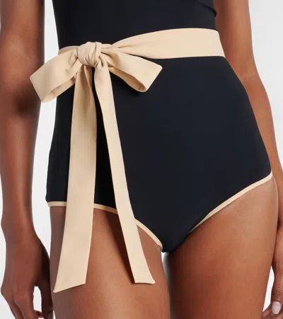 Valentino Escape Belted Swimsuit In Black