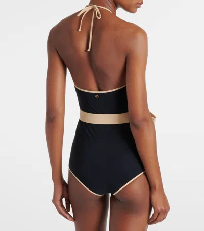 Valentino Escape Belted Swimsuit In Black