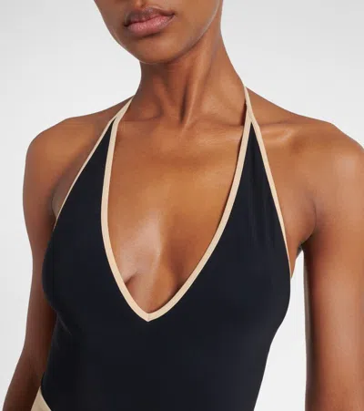 Valentino Escape Belted Swimsuit In Black