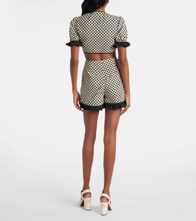 Valentino Cropped Ruffled Polka-dot Cotton-poplin Top