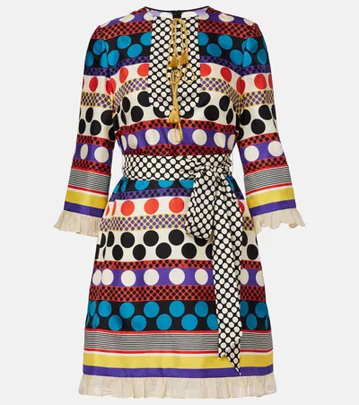 Valentino Belted Printed Silk-twill Mini Dress In Multi