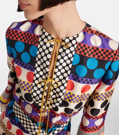 Valentino Belted Printed Silk-twill Mini Dress In Multi