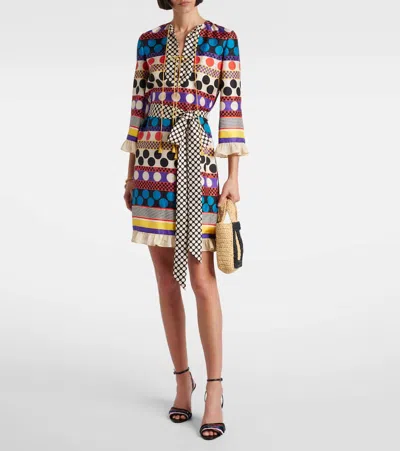 Valentino Belted Printed Silk-twill Mini Dress In Multi