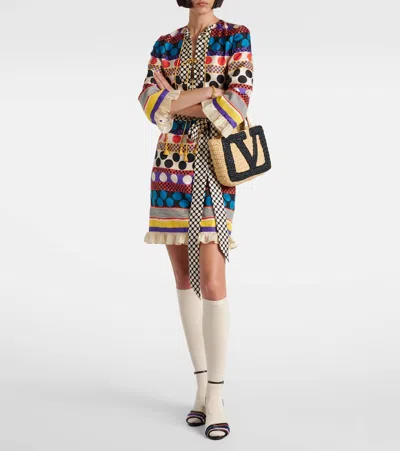 Valentino Belted Printed Silk-twill Mini Dress In Multi