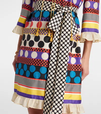 Valentino Belted Printed Silk-twill Mini Dress In Multi