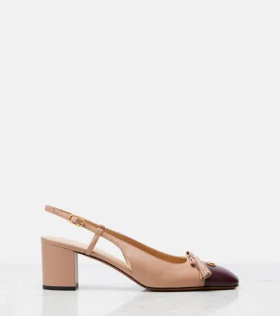 Valentino Garavani Valet Du Roi Tasseled Bow-embellished Two-tone Leather Pumps In Neutral