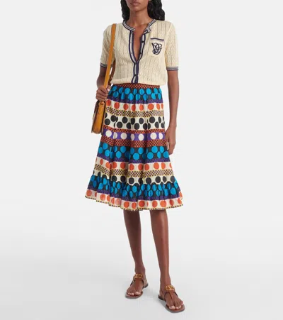 Valentino Printed Cotton Midi Skirt In Multi