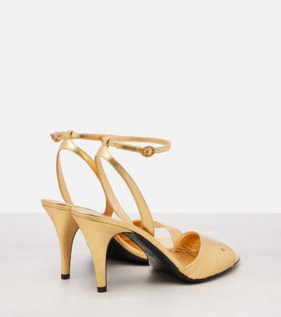 Valentino Garavani Ladycrush Sandal In Laminated Calfskin 85mm In Gold