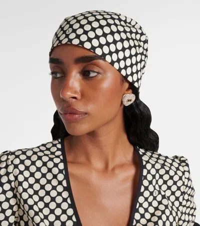 Valentino Garavani Escape Polka-dot Cotton And Silk Head Wrap In Black
