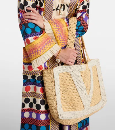 Valentino Garavani Large Raffia Viva Superstar Crochet Tote Bag In Brown