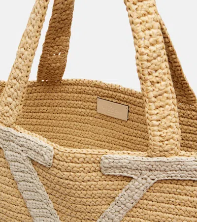 Valentino Garavani Large Raffia Viva Superstar Crochet Tote Bag In Brown