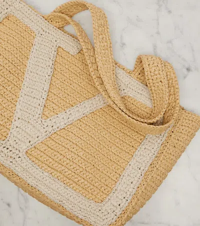 Valentino Garavani Large Raffia Viva Superstar Crochet Tote Bag In Brown