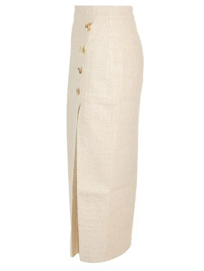 Self-portrait Bouclé Midi Skirt Skirts White