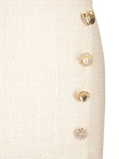 Self-portrait Bouclé Midi Skirt Skirts White