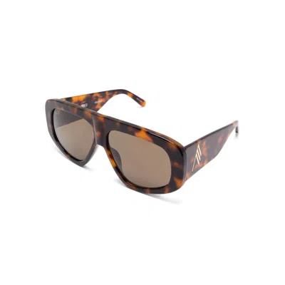 Attico Pilot Square Sunglasses Wide Arms In Brown