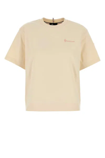 Moncler Grenoble White T-shirt With Logo Printed On The Front And Logo Patch On The Sleeve In Cotton In Neutral