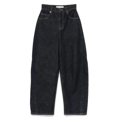 Self-portrait Self Portrait Women Blue Cotton Denim Barrel Jeans In Gray