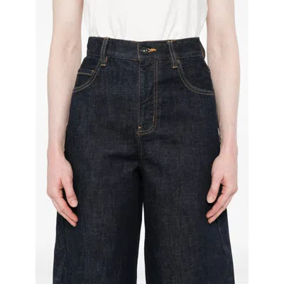 Self-portrait Self Portrait Women Blue Cotton Denim Barrel Jeans In Gray