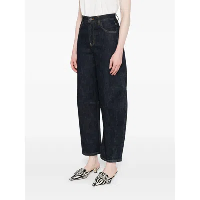 Self-portrait Self Portrait Women Blue Cotton Denim Barrel Jeans In Gray