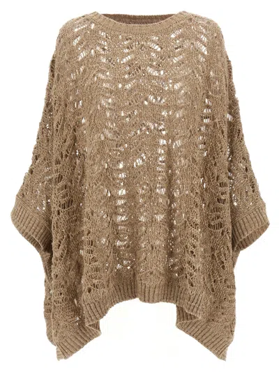 Brunello Cucinelli Foliage Lace Capes Beige In Brown