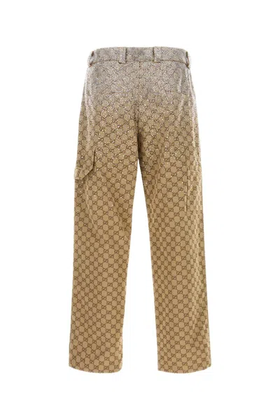 Gucci Wide Leg High Waist Trousers With All-over Pattern