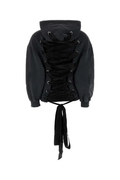 Balenciaga Flipped Uni Logo Embroidered Cotton Fleece Zip-up Hoodie
