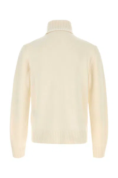 Tom Ford Cashmere Turtleneck Sweater With Ribbed Cuffs And Hem In Neutral