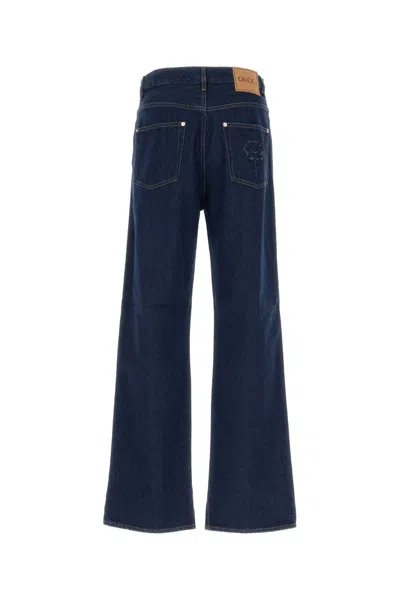 Gucci Mens Dark Blue Brand-embossed Mid-rise Straight-leg Jeans