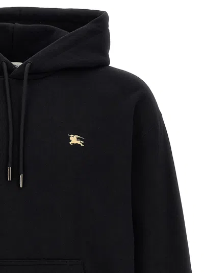 Burberry Men Black Sweatshirt With Ekd Embroidery On The Front And Logo Print On The Rear In Cotton