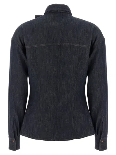 Brunello Cucinelli Long-sleeved Denim Shirt With Bow