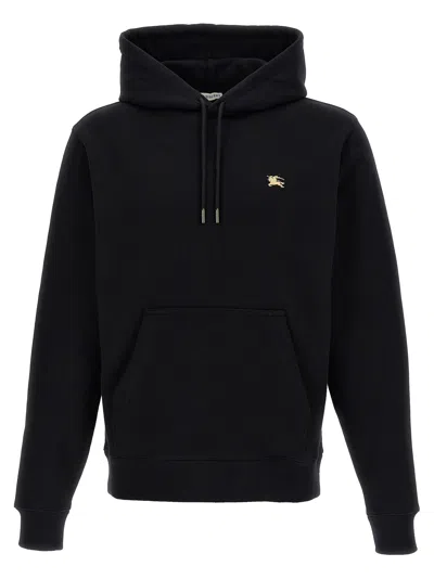 Burberry Men Black Sweatshirt With Ekd Embroidery On The Front And Logo Print On The Rear In Cotton