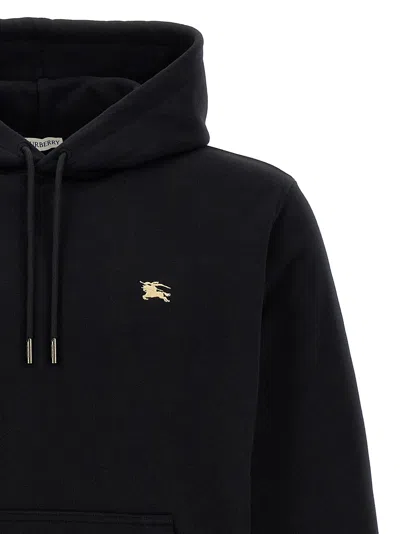 Burberry Men Black Sweatshirt With Ekd Embroidery On The Front And Logo Print On The Rear In Cotton