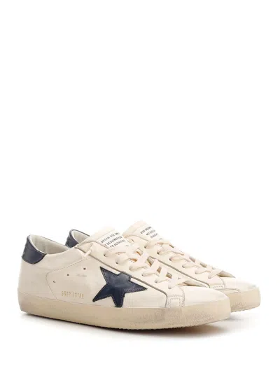 Golden Goose Men 'super-star' White Low Top Sneakers With Embossed Logo And Contrasting Heel Tab In In Multi
