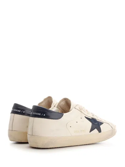 Golden Goose Men 'super-star' White Low Top Sneakers With Embossed Logo And Contrasting Heel Tab In In Multi