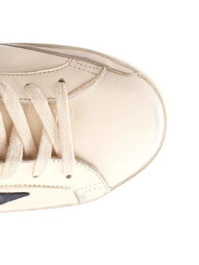 Golden Goose Men 'super-star' White Low Top Sneakers With Embossed Logo And Contrasting Heel Tab In In Multi