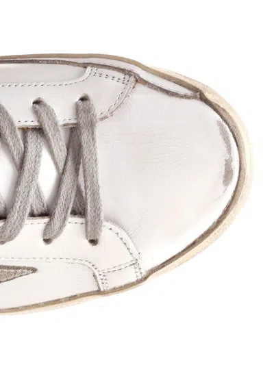 Golden Goose Super-star Sneakers With Ice-gray Suede Star And Light Brown Heel Tab Shoes In White