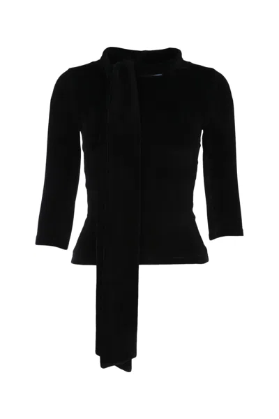 Balenciaga Scarf Turtleneck Terry-cloth Blouse In Black