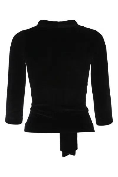 Balenciaga Scarf Turtleneck Terry-cloth Blouse In Black