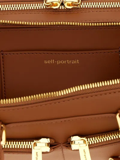 Self-portrait Tan Leather Baguette With Charm Shoulder Bags Brown