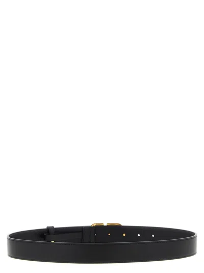 Valentino Garavani Vlogo Signature Belt In Shiny Calfskin 30 Mm Woman Black 100