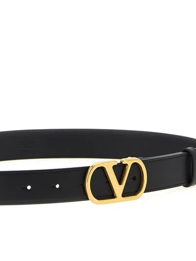Valentino Garavani Vlogo Signature Belt In Shiny Calfskin 30 Mm Woman Black 100