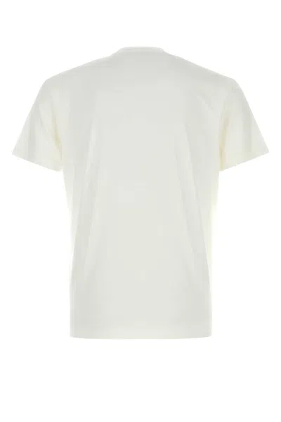 Tom Ford White Crewneck T-shirt With Tf Embroidery In Lyocell And Cotton Blend Man