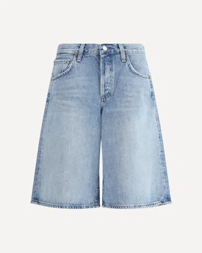 Agolde Urban Baggy Denim Shorts With Belt Loops In Blue