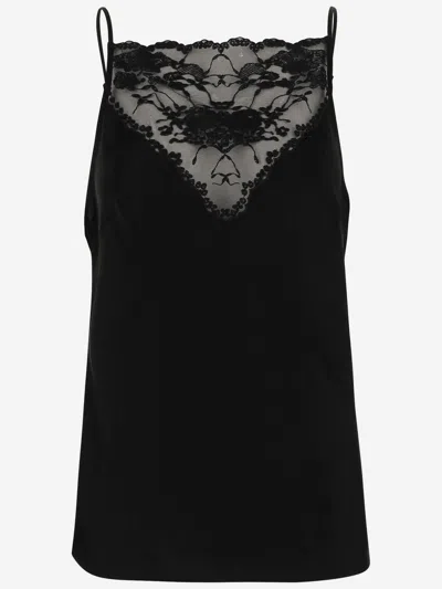 By Malene Birger Lace-trimmed Satin Top With Spaghetti Straps