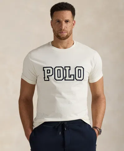 Polo Ralph Lauren Grey Crewneck T-shirt With Logo Print On The Front In Cotton Man In White