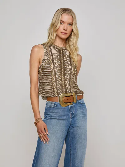 L Agence Kienna Embellished Tank In Brown