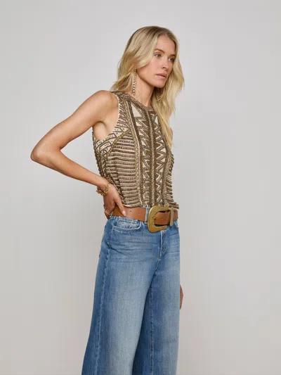 L Agence Kienna Embellished Tank In Brown