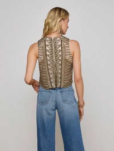 L Agence Kienna Embellished Tank In Brown