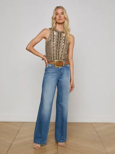 L Agence Kienna Embellished Tank In Brown
