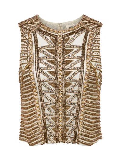 L Agence Kienna Embellished Tank In Brown